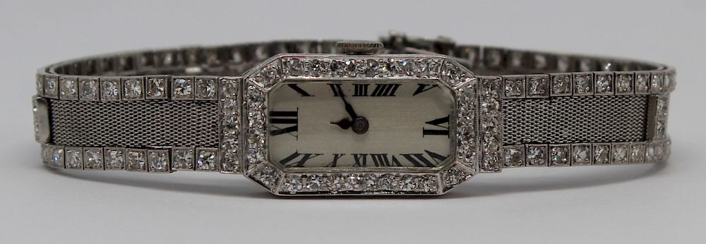 Appraisal: JEWELRY Ladies Platinum and Diamond Watch Ladies platinum watch comprised