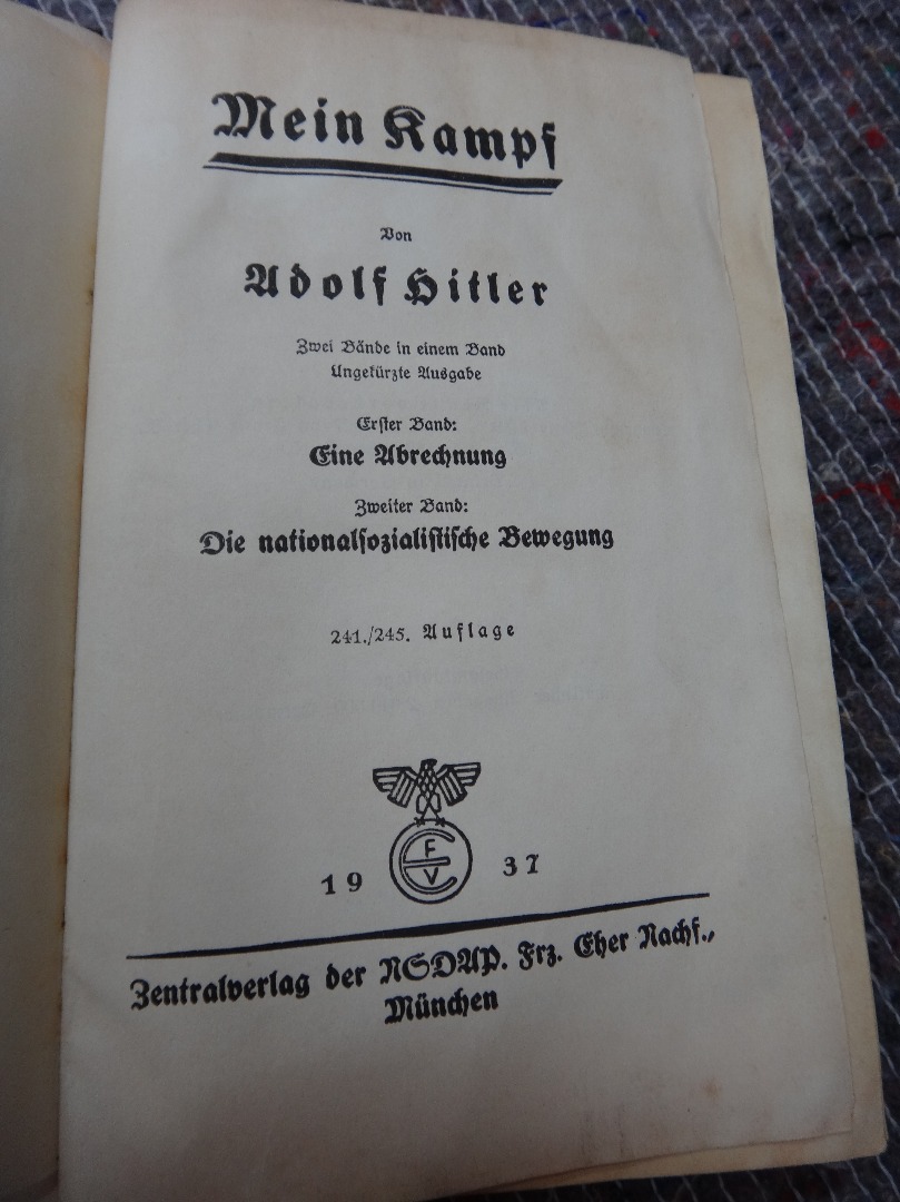 Appraisal: HITLER Adolf Mein Kampf frontis advert leaves contemp leather-backed mottled