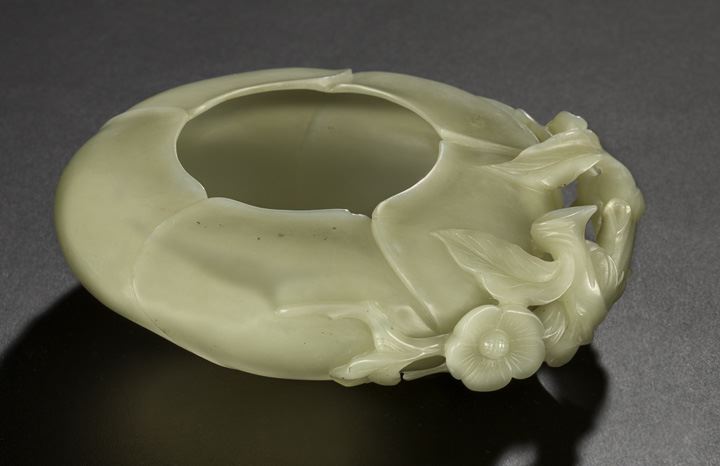 Appraisal: Chinese Carved Jade Water Coupe th century of circular form