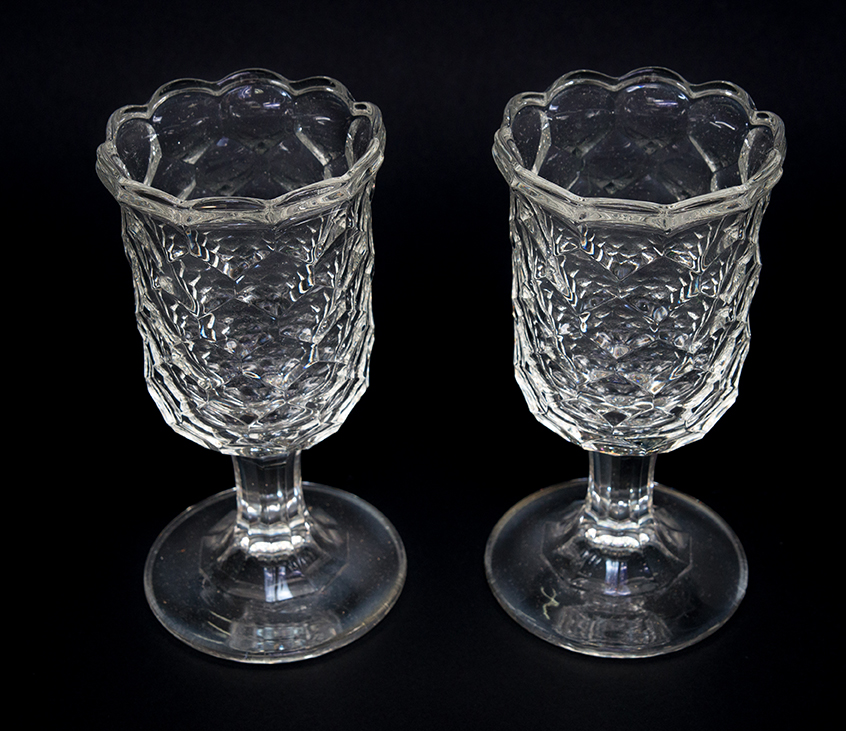 Appraisal: PAIR OF HONEYCOMB-PATTERN LARGE CELERY VASES American nd half- th