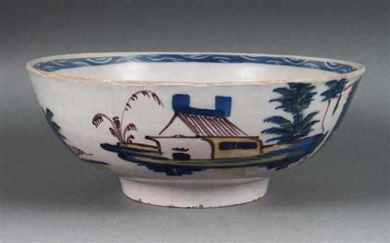 Appraisal: Liverpool polychrome Delftware bowl circa exterior decoration of house porch