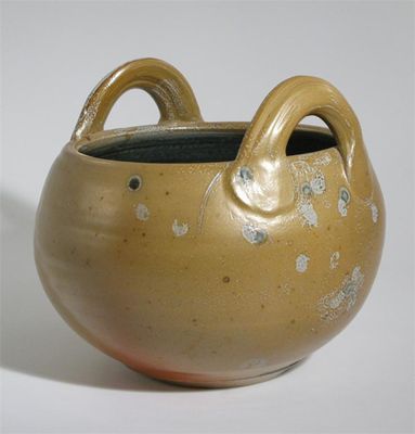 Appraisal: Michael Casson - a salt-glazed stoneware pot with applied handles