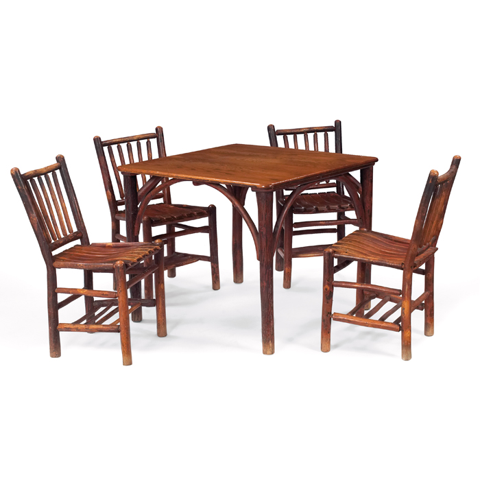 Appraisal: Old Hickory dinette set table and four chairs rustic form