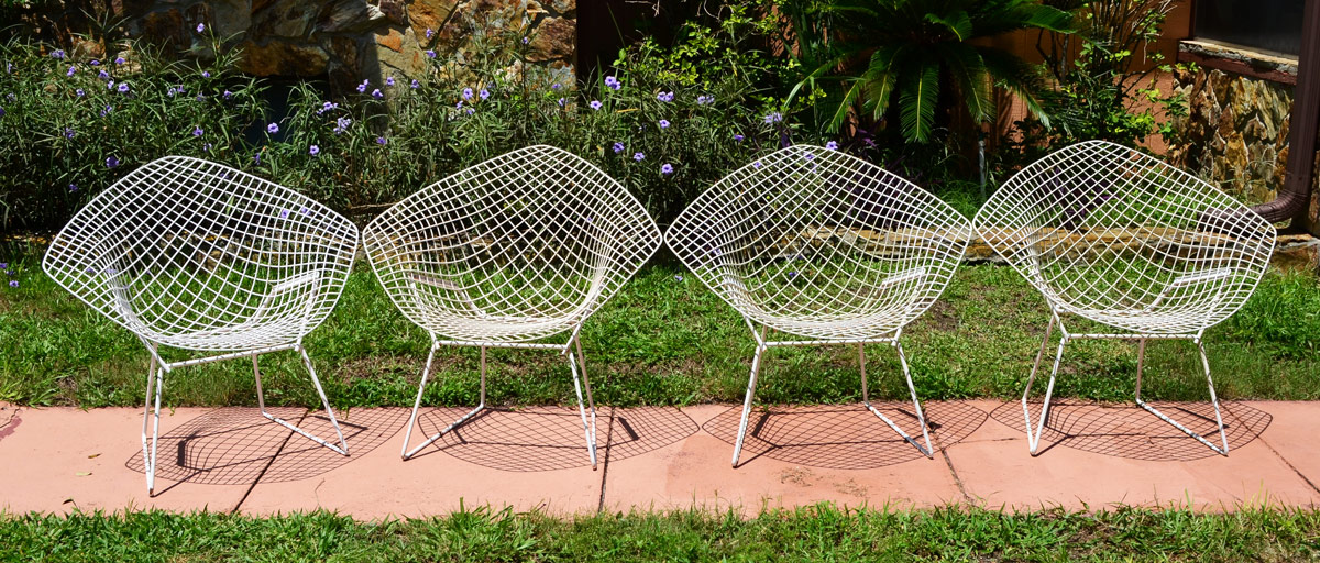 Appraisal: SET OF BERTOIA WIRE DIAMOND CHAIRS Each measures '' x