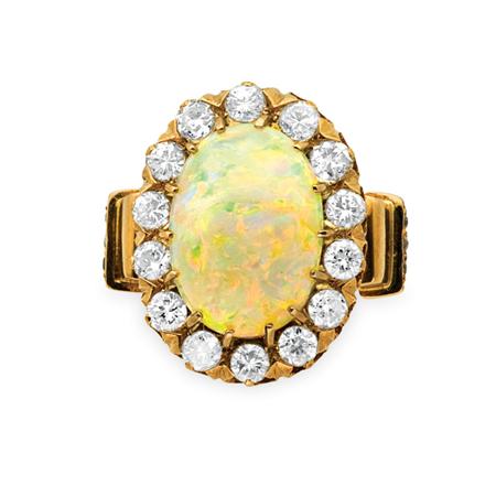 Appraisal: Gold Opal and Diamond Ring Estimate -