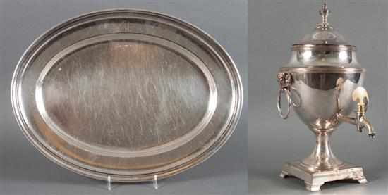 Appraisal: English silver plate on copper hot water urn and cover