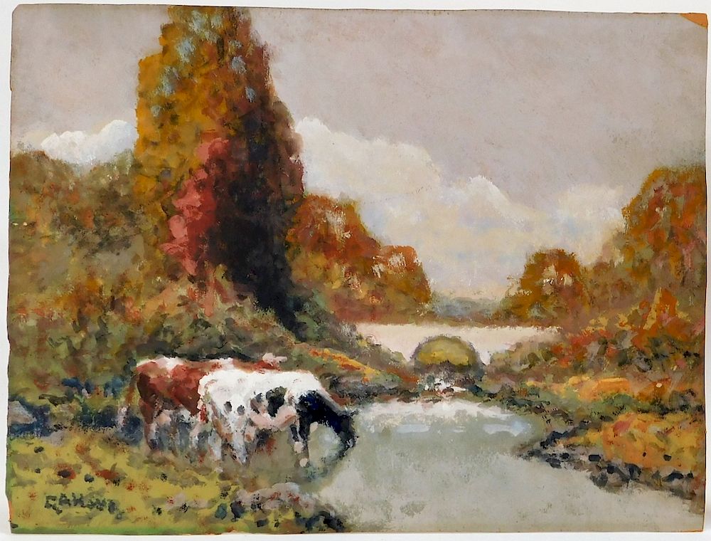 Appraisal: George Hays Autumnal Grazing Cows Painting Rhode Island Massachusetts -