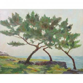 Appraisal: Signed th C Monterey Coastal Scene Oil Canvas Signed th