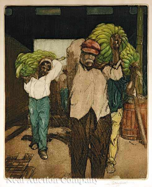 Appraisal: Louis Oscar Griffith Indiana New Orleans - Hauling Bananas color