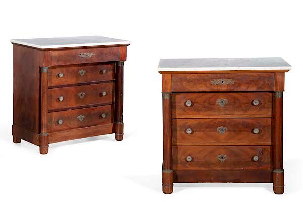 Appraisal: A pair of Empire style mahogany commodes A pair of