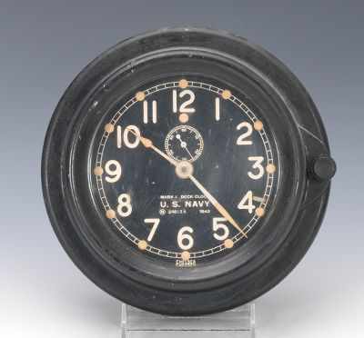 Appraisal: U S Navy Chelsea Deck Clock Mark With phenolic hinged