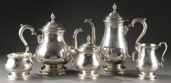 Appraisal: Five-piece International sterling ''Prelude'' coffee service th century Having leaf