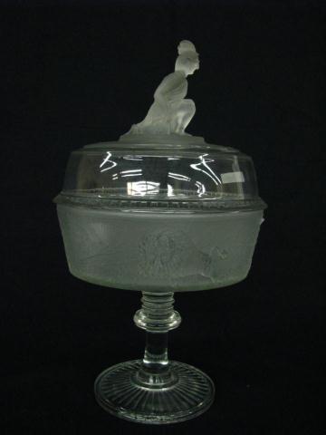 Appraisal: Westward Ho Pattern Glass '' high pedestal compote