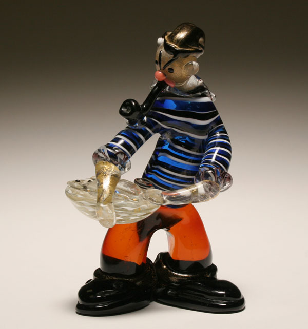 Appraisal: Barbini Murano glass clown fisherman figurine Comical polychrome and canework