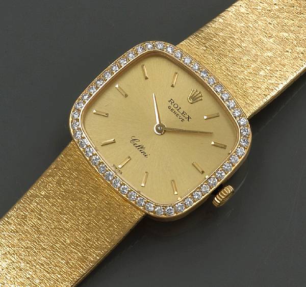 Appraisal: A diamond and eighteen karat gold wristwatch Rolex Cellini model