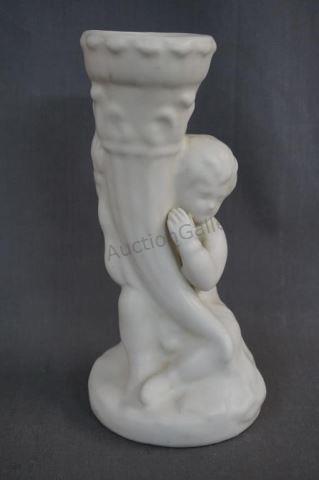 Appraisal: Van Briggle Pottery White Cornucopia Cherub Vase 's- 's era