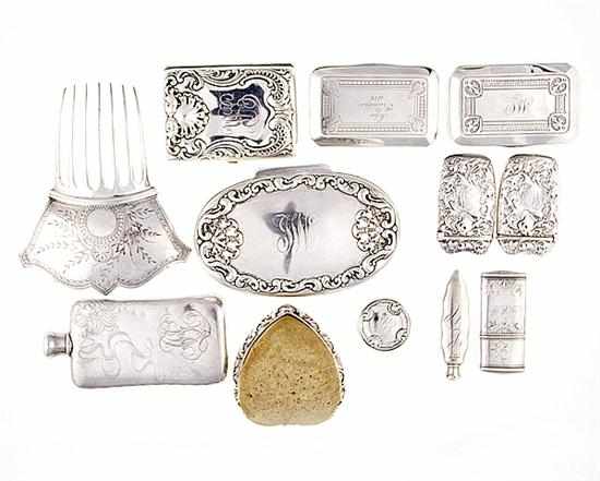 Appraisal: Collection of Whiting sterling lady's objects circa comprising dresser box