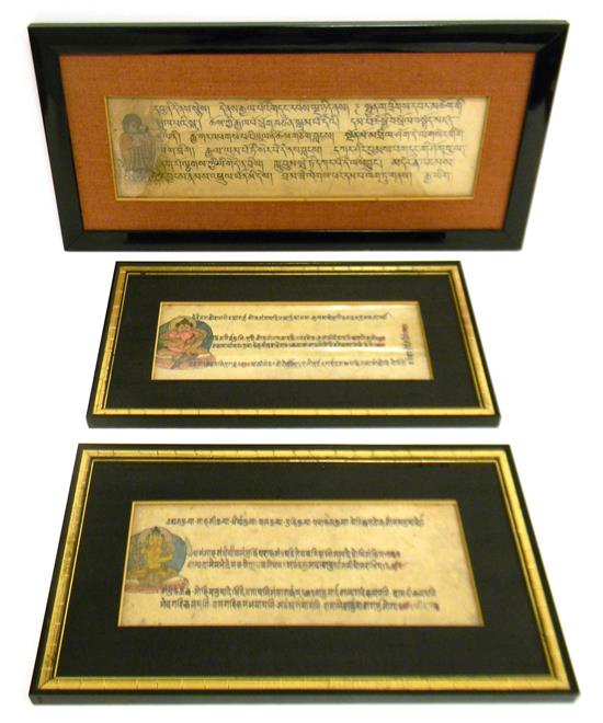 Appraisal: ASIAN Three pieces of th C Himalayan manuscripts double-sided Sutra