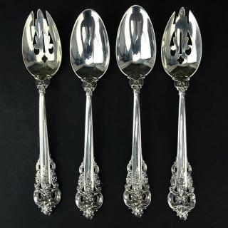 Appraisal: Collection of Four Wallace Grand Baroque Sterling Silver Serving Spoons