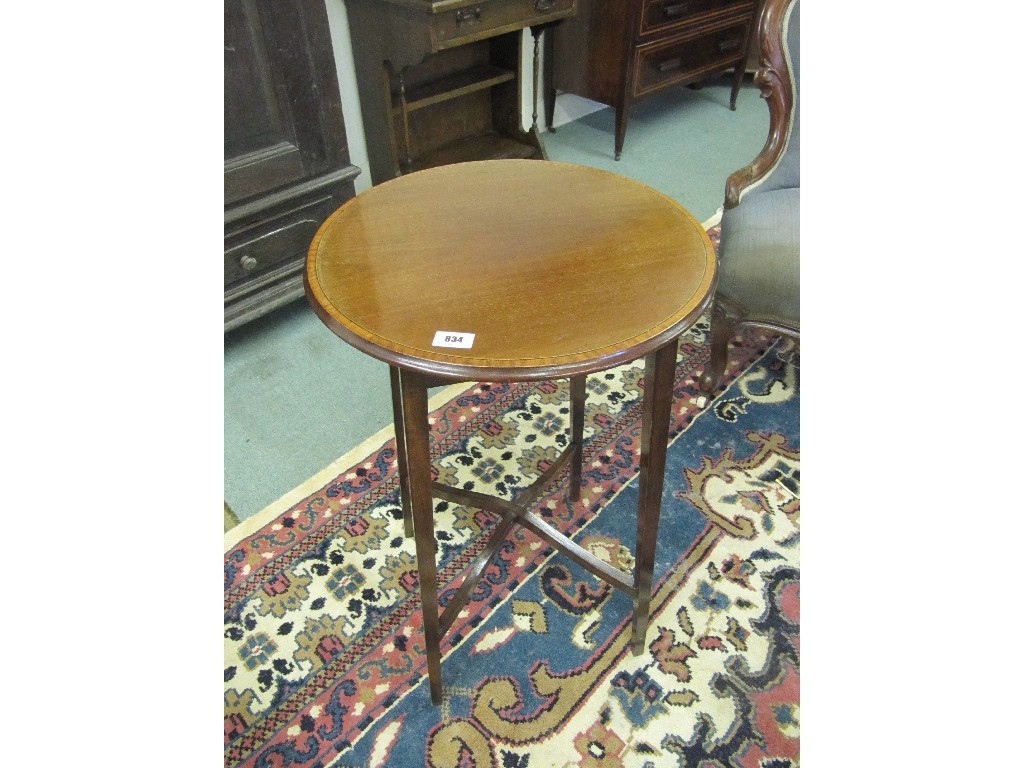 Appraisal: Edwardian mahogany inlaid circular occasional table