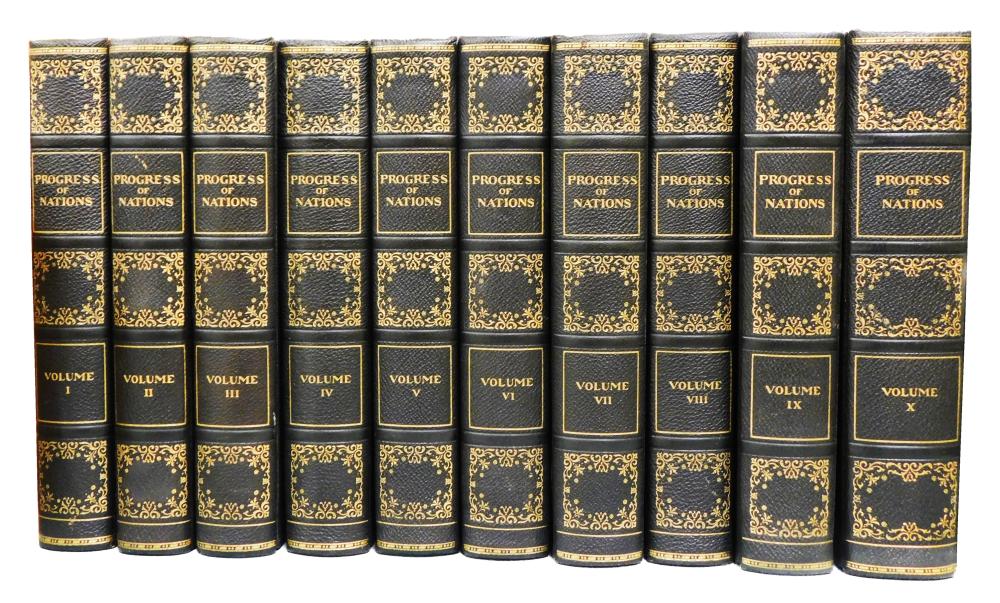 Appraisal: BOOKS Progress of Nations Chicago ten volumes full black leather