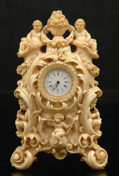 Appraisal: A TH CENTURY CONTINENTAL IVORY TABLE CLOCK The time piece