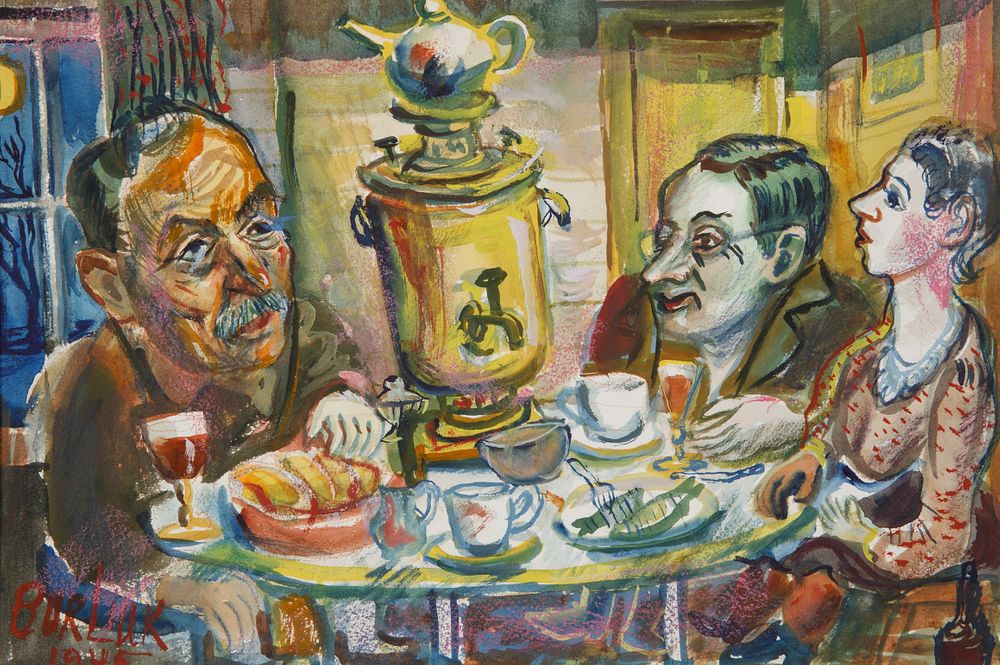 Appraisal: DAVID BURLIUK RUSSIAN - DAVID BURLIUK RUSSIAN - Dinner Party