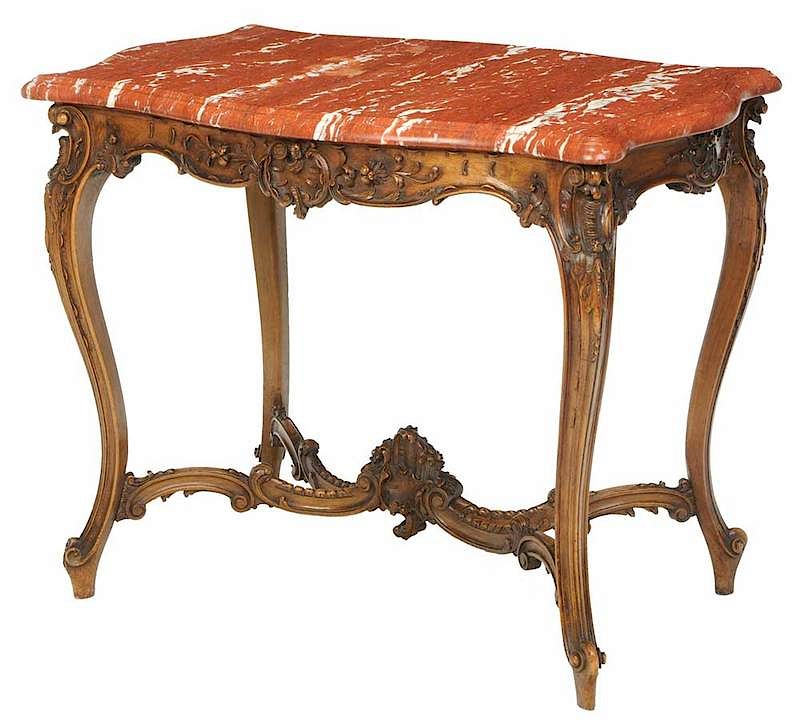 Appraisal: Provincial Louis XV Style Marble-Top Table French late th early