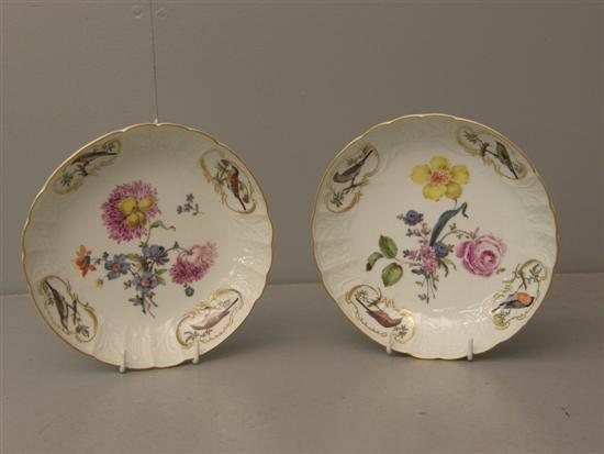 Appraisal: Pair of th century Meissen round bowls painted with birds