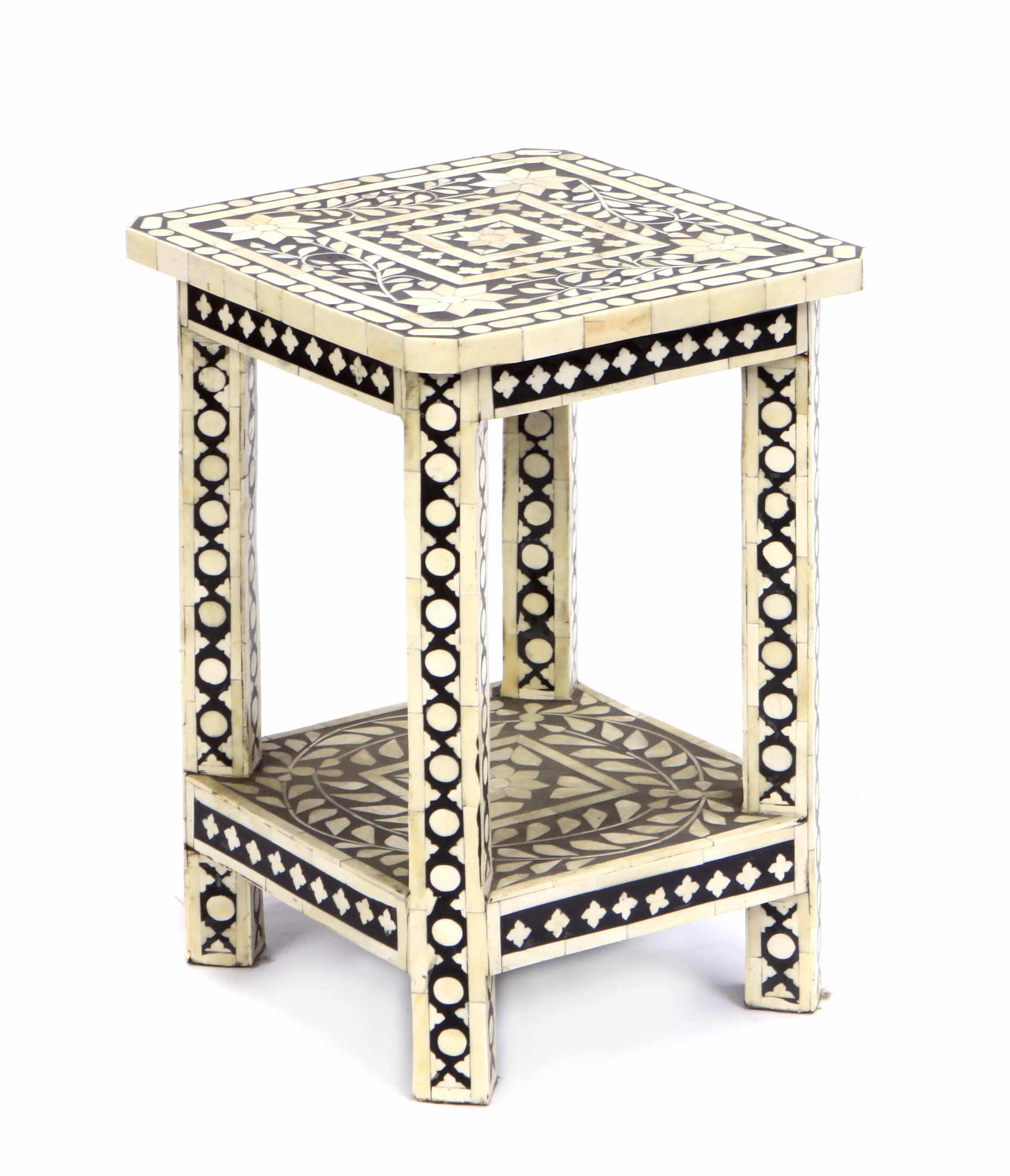 Appraisal: An Indian bone veneered side table height in width in