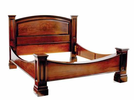 Appraisal: Mahogany bed by M Craig arched headboard flanked by pillars