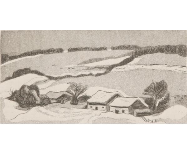 Appraisal: George Jo Mess American - winter landscape aquatint image x