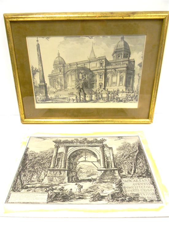 Appraisal: Works on paper two pieces Piranesi small format view of