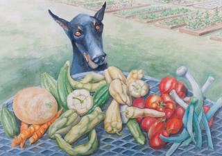 Appraisal: Emilie Fishman Watercolor Emilie Fishman Master Gardener Where's the Beef