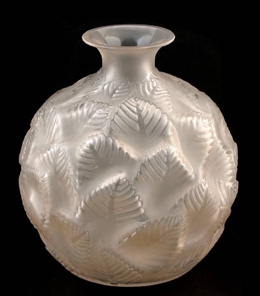 Appraisal: A Ren Lalique molded glass vase Ormeaux Marcilhac model introduced