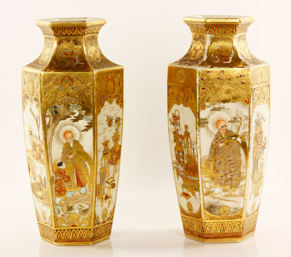 Appraisal: - Pair of Early th C Satsuma Vases Pair of