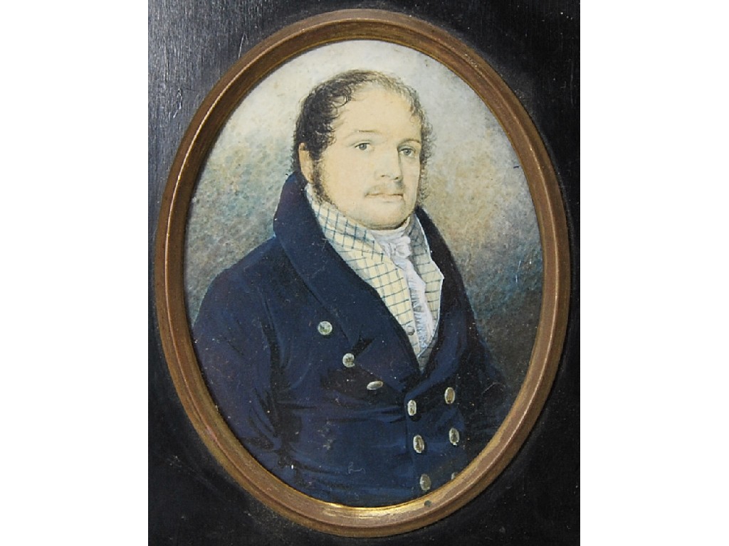 Appraisal: A Regency oval portrait miniature of a gentleman in a