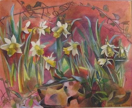 Appraisal: three works on paper JULIA SORRELL british b DAFFODILS Signed