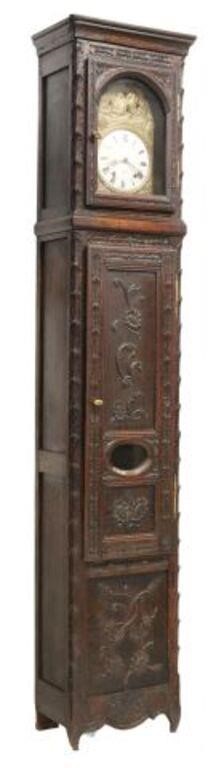 Appraisal: French Morbier oak longcase clock th c molded cornice over