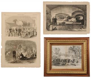 Appraisal: Three Civil War Framed Prints including Battle of Chancellorsville Sunday