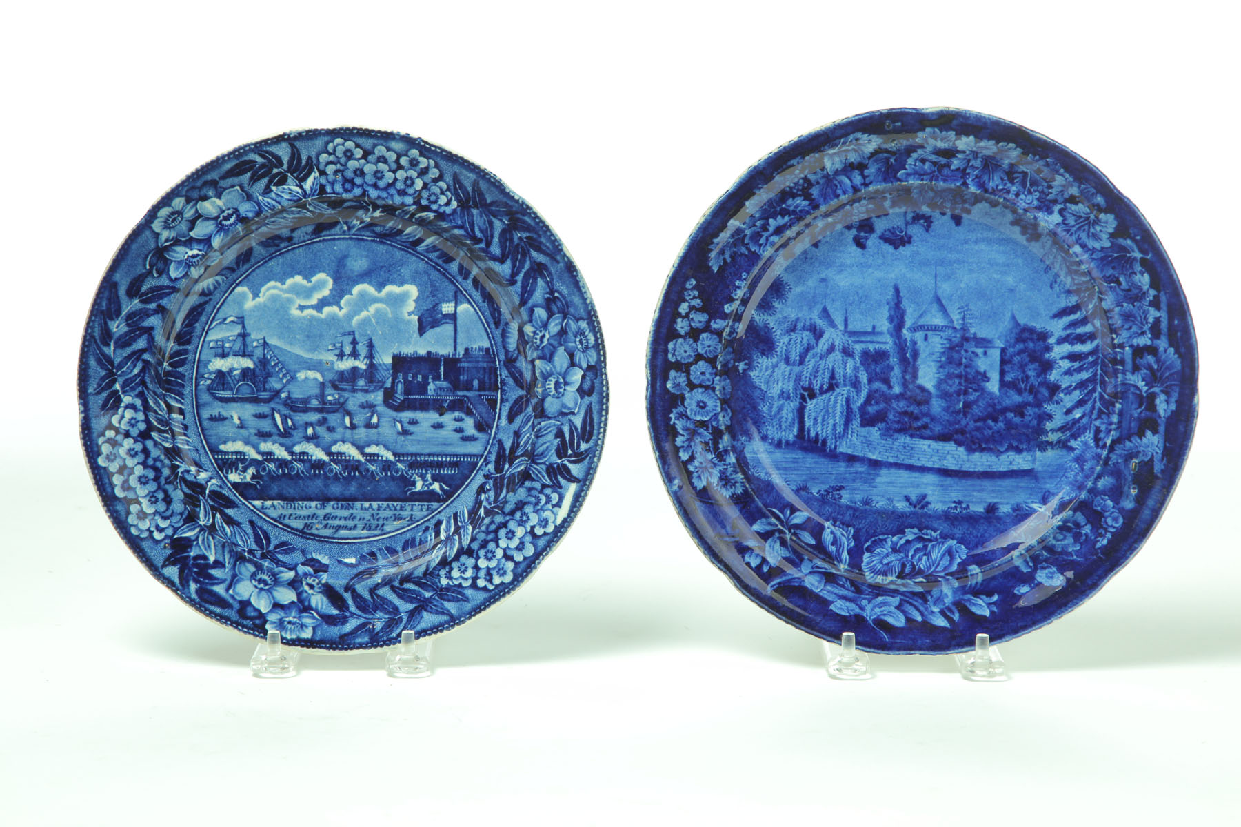 Appraisal: TWO HISTORIC BLUE STAFFORDSHIRE PLATES England nd quarter- th century