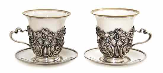 Appraisal: A Cased Set of American Sterling Silver Coffee Cups Unger