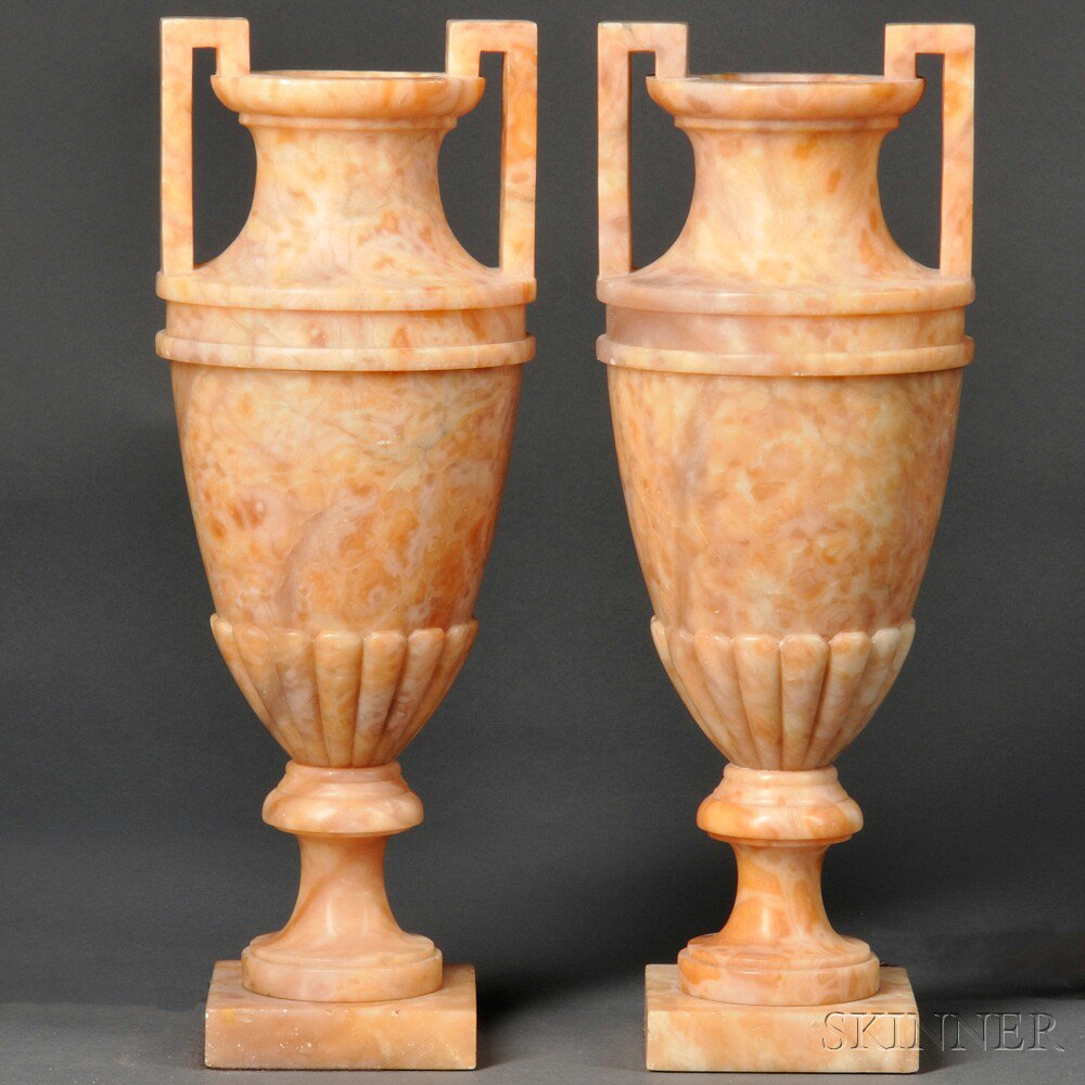 Appraisal: Pair of Carved Marble Up-lights Italy late th early th