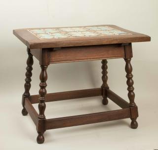 Appraisal: California Tile Table Wood side table with California polychrome tile