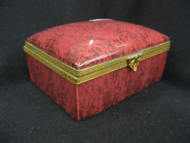 Appraisal: Goldcrest Porcelain Dresser Box rich burgundy glaze ormolu trim ''