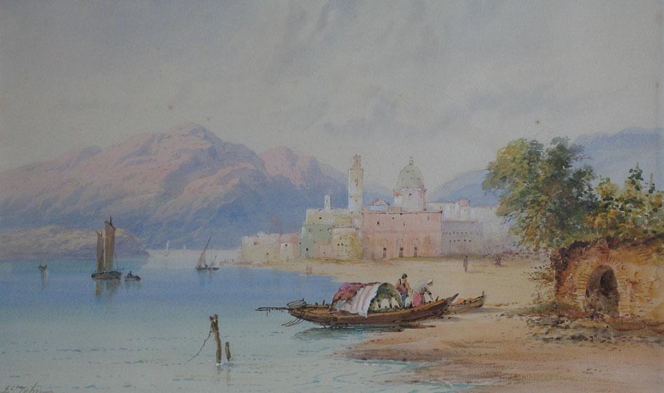 Appraisal: EDWIN ST JOHN View of Amalfi from the lakeside with