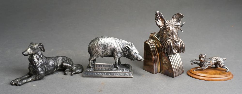 Appraisal: Three Continental Silvered and Patinated Metal Figures of Dogs and