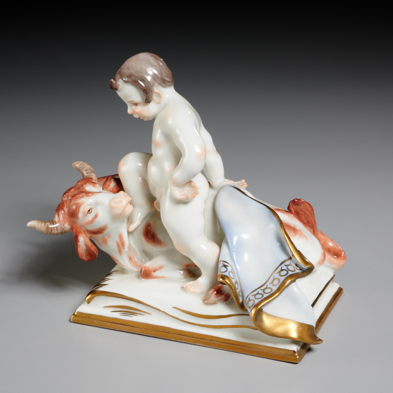 Appraisal: MEISSEN PORCELAIN FIGURAL GROUP th c hand-painted porcelain figure of