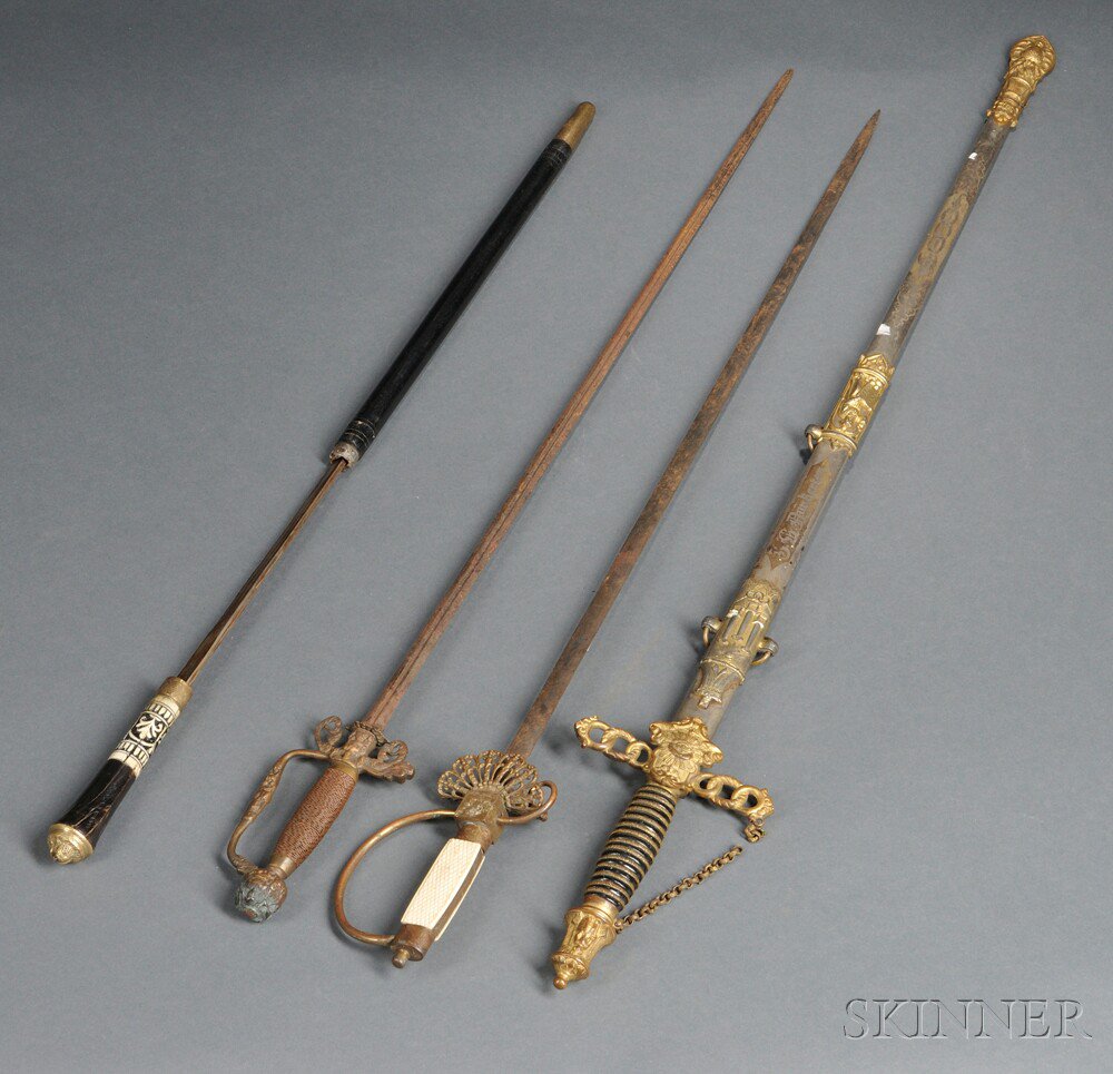 Appraisal: Three Swords and a Sword Cane c th to th