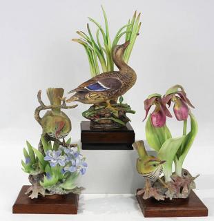 Appraisal: lot of Royal Worcester figural groups of birds and flowers